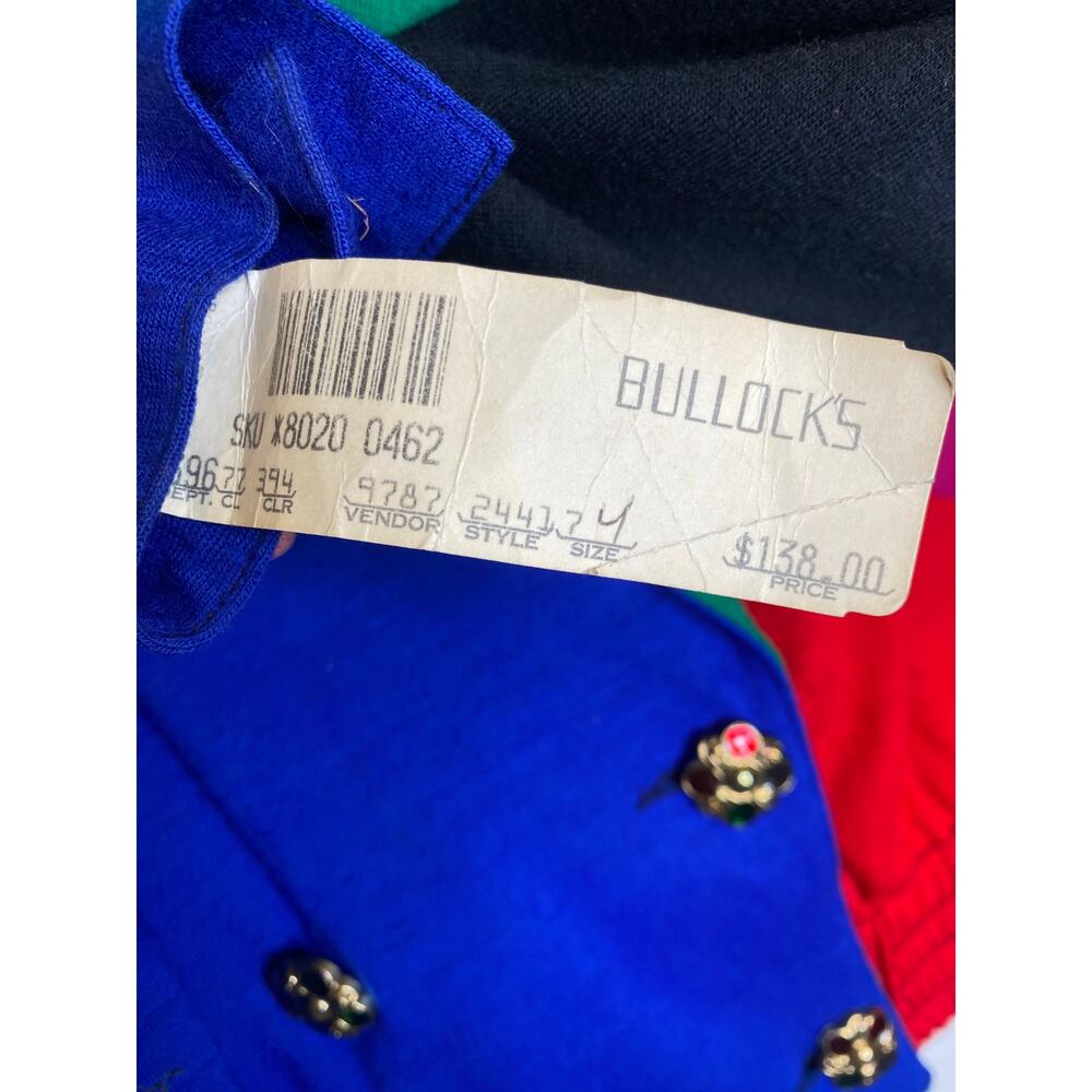 Carole Little Colorblock Lightweight Merino Wool Blazer Jeweled Buttons NWT Sz 4 - Picture 7 of 15